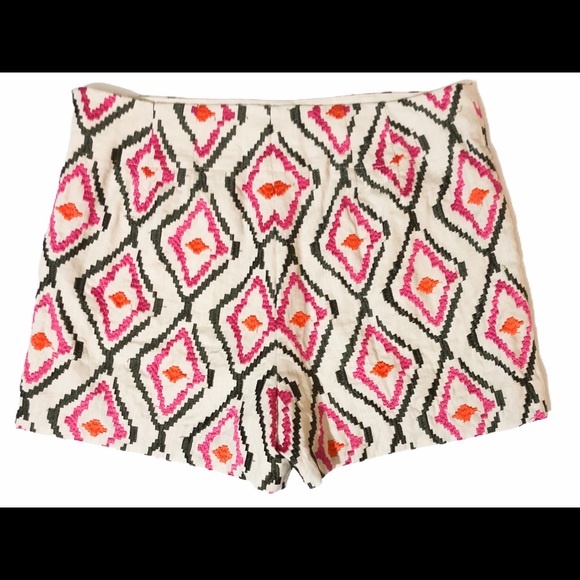 ANN TAYLOR LOFT embroidered ikat linen shorts - Picture 3 of 4
